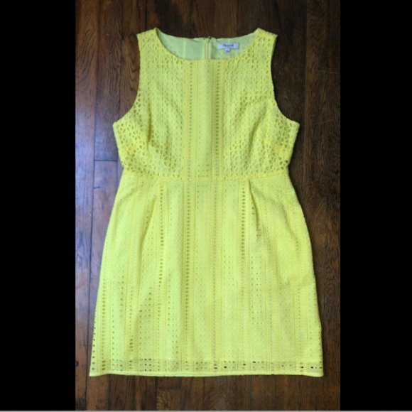 Madewell Eyelet Trail Lace Shift Dress in Yellow - Picture 2 of 10